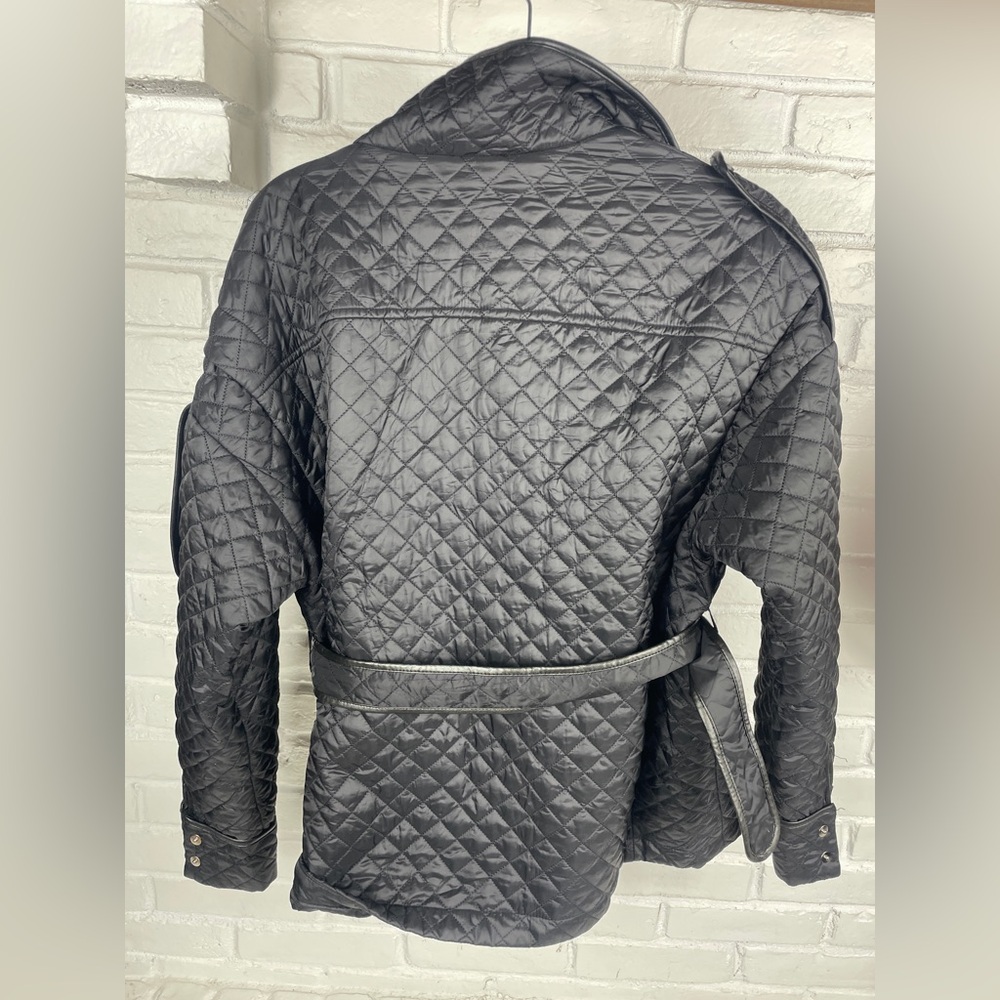 ZIAI Black Quilted Belted Jacket Snap Front Lightweight Coat Euro 42 - Picture 10 of 10